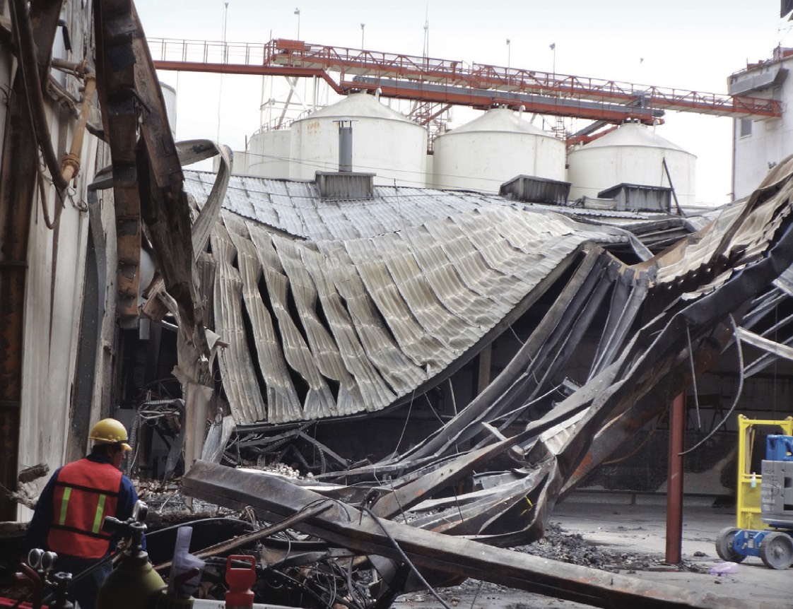 A destroyed building.