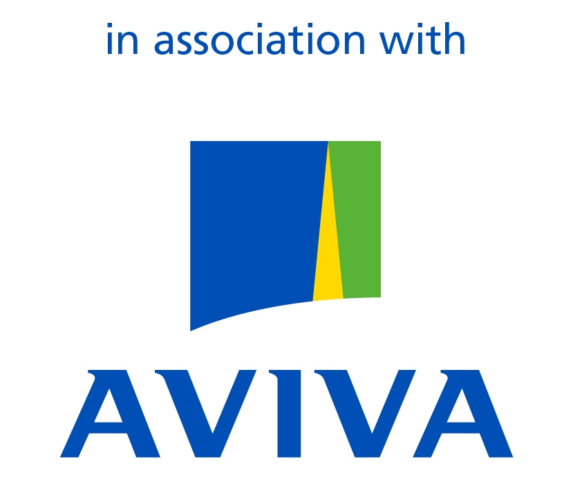 A logo with the words "in association with AVIVA"