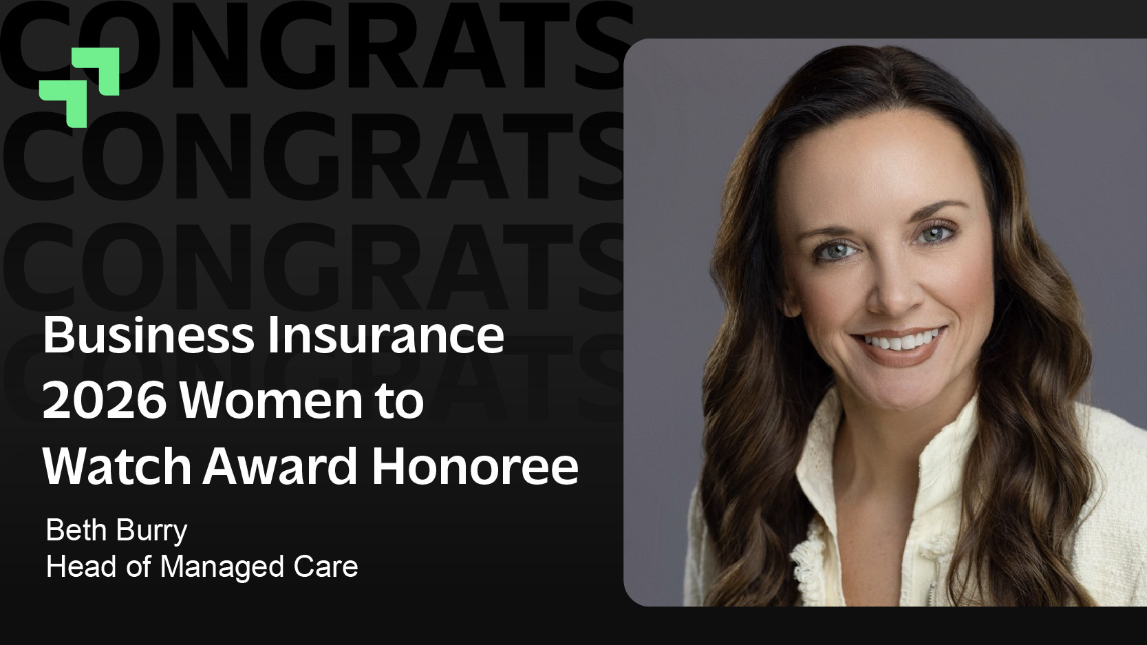 Winnaar van de ‘Business Insurance 2026 Women to Watch Award’